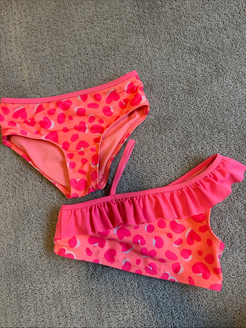 Girls Neon Pink Heart Print Bikini Set. Cat&Jack size 5